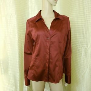 NWT OLD NAVY  Red Shirt  L Stretch Hidden Buttons